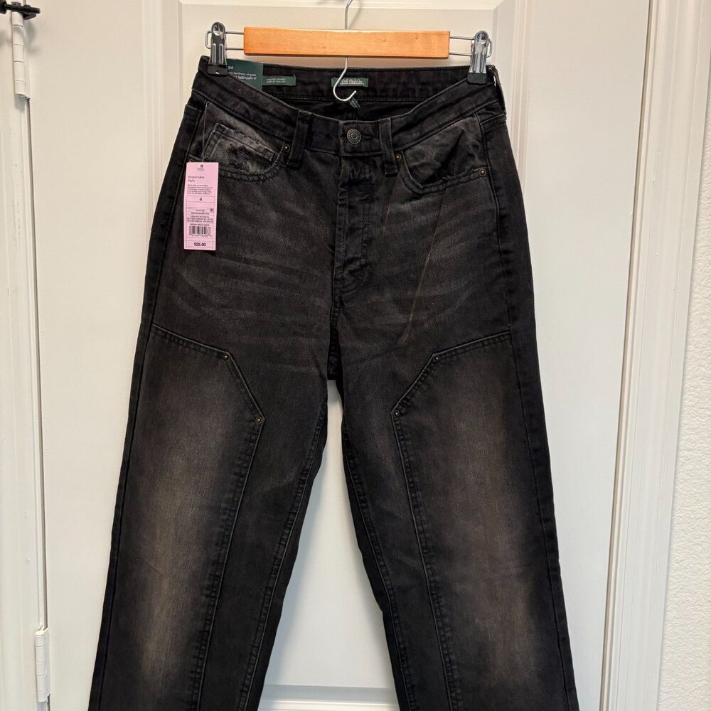 Wild Fable Easy Rigid High Rise Straight Jeans Black Size 4 NWT - Picture 4 of 9